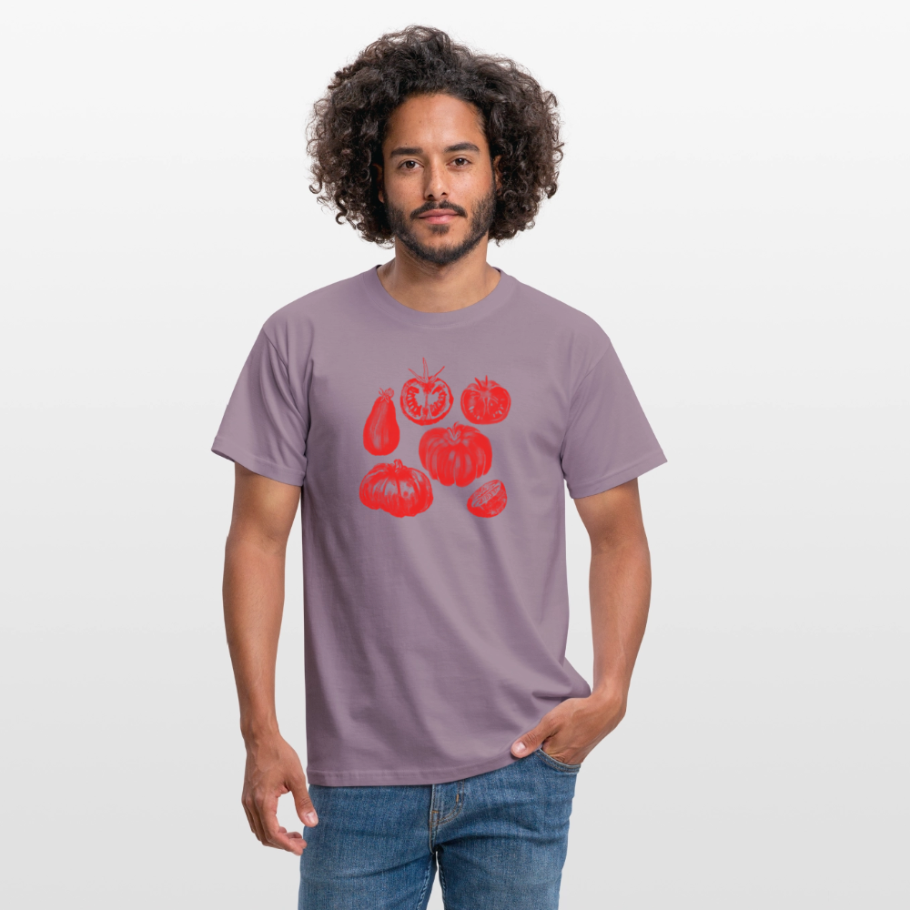 Männer T-Shirt - “Tomato Glow” - Lilagrau 