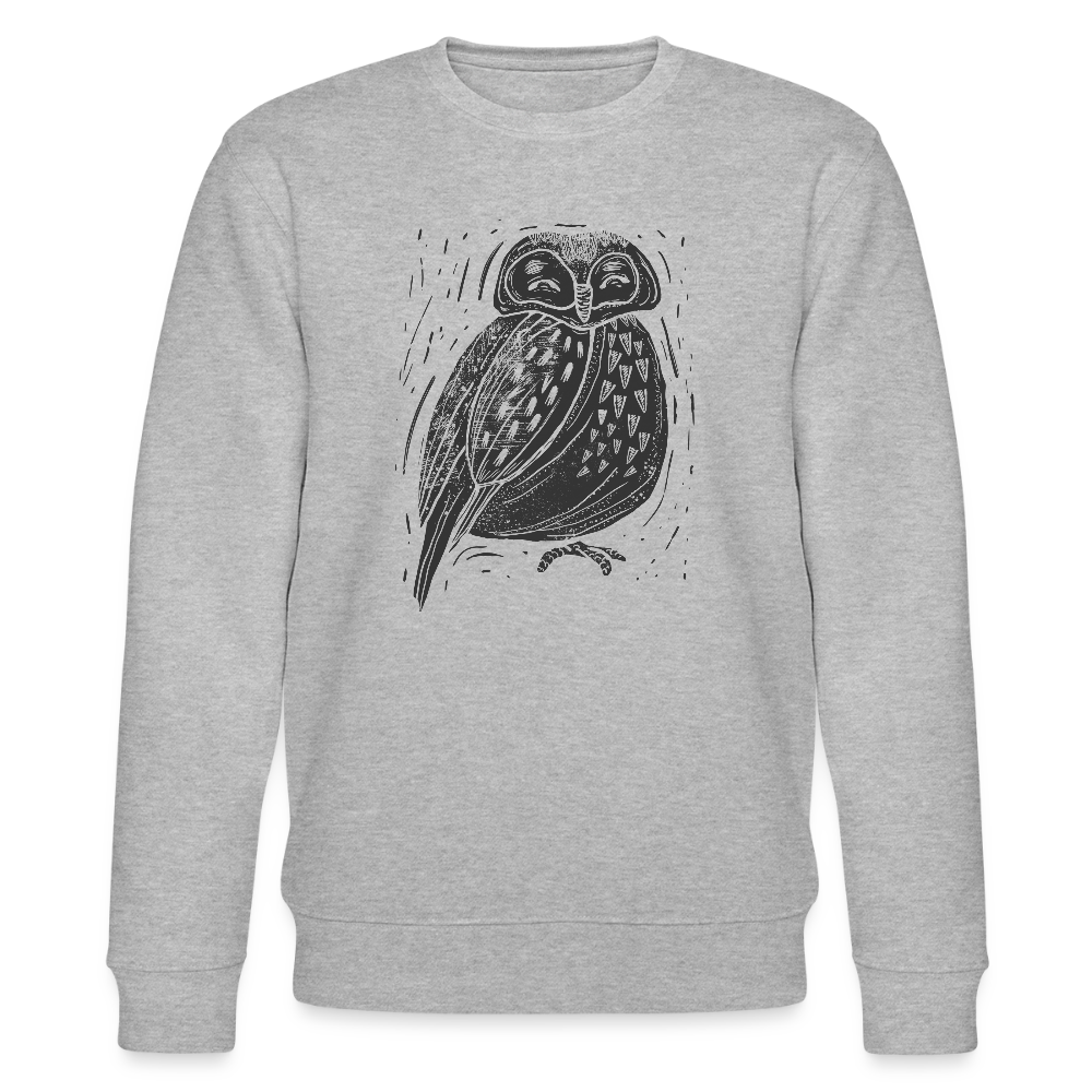 Männer Bio-Sweatshirt - "Graue Eule" - Grau meliert