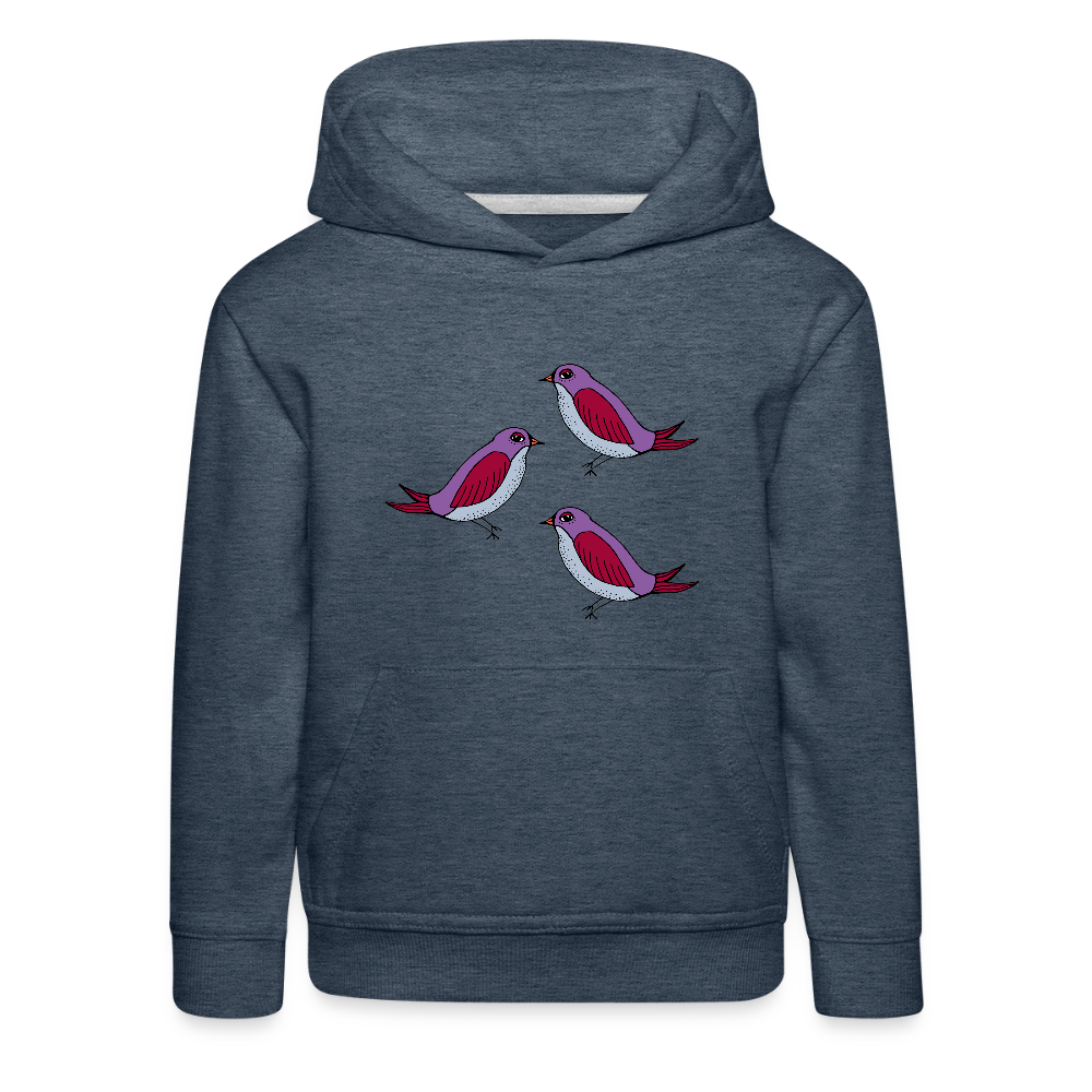 Kinder Premium Hoodie - 3 Amseln - Jeansblau