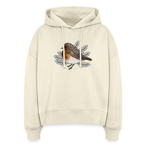 Stanley/Stella Boxy Frauen Bio Hoodie - "Rotkehlchen" - Weißgrau