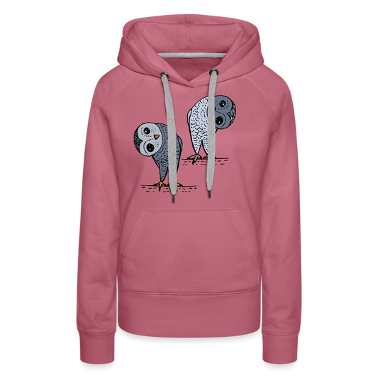 Frauen Premium Hoodie - Staunende Eulen - Malve