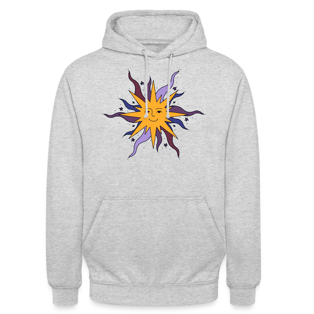 Unisex Hoodie - “Warme Sonne” - Hellgrau meliert