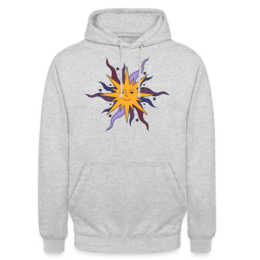 Unisex Hoodie - “Warme Sonne” - Hellgrau meliert