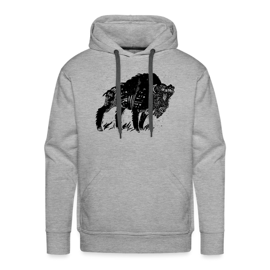 Men’s Premium Hoodie - “Wilder Bison” - Grau meliert
