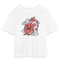 Teen Cropped Jersey T-Shirt - “Fu Dog” - Weiß