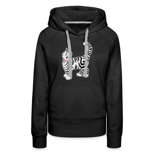Frauen Premium Hoodie - “Getigerte Katze” - Schwarz