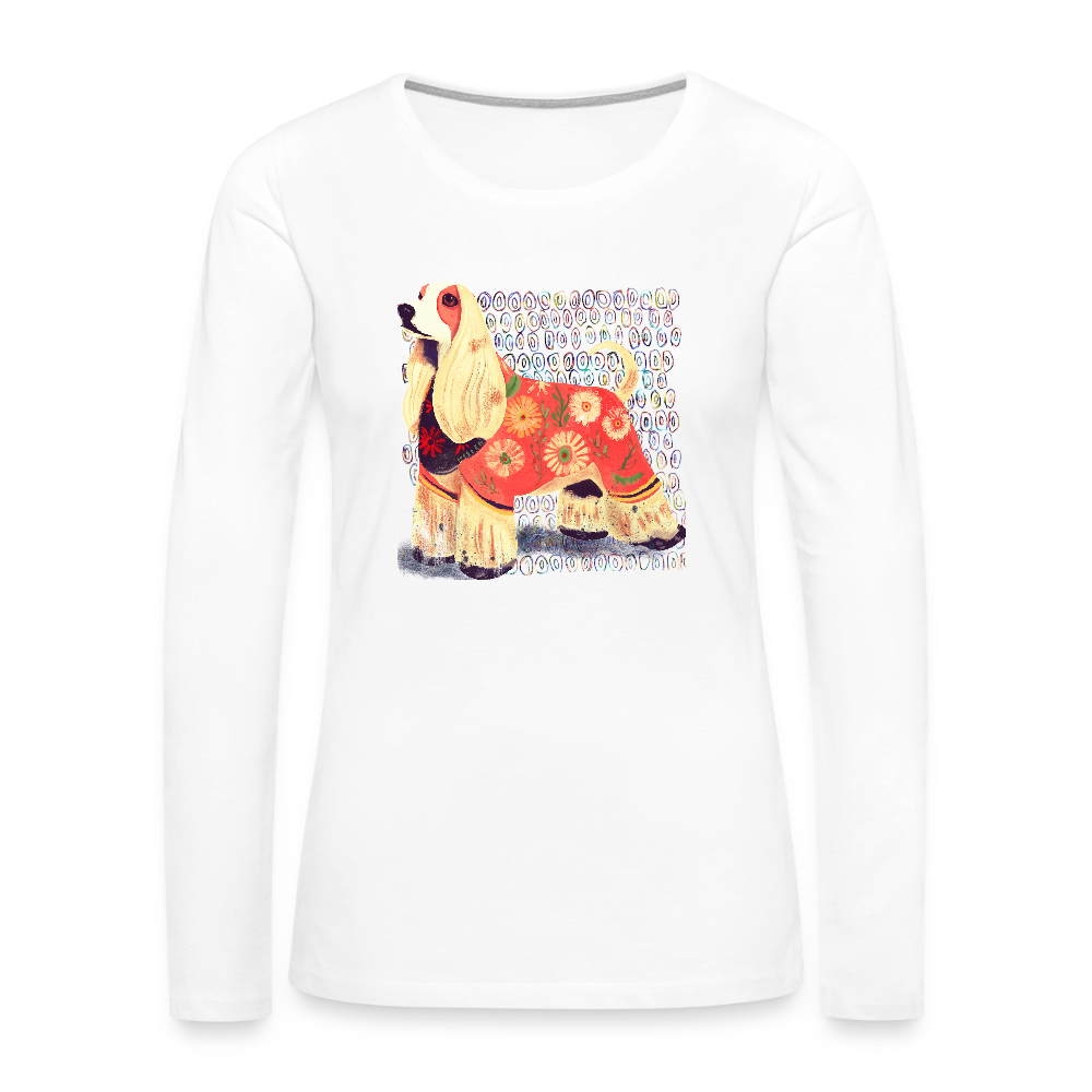 Frauen Premium Langarmshirt - “Dog Figurine” - Weiß
