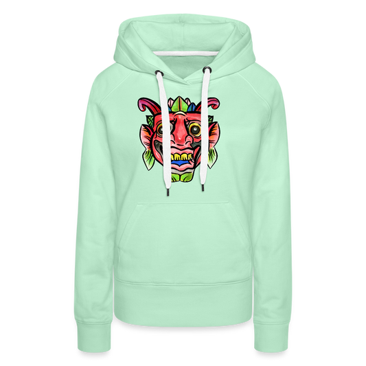 Frauen Premium Hoodie - "Bunte Maske" - helles Mintgrün