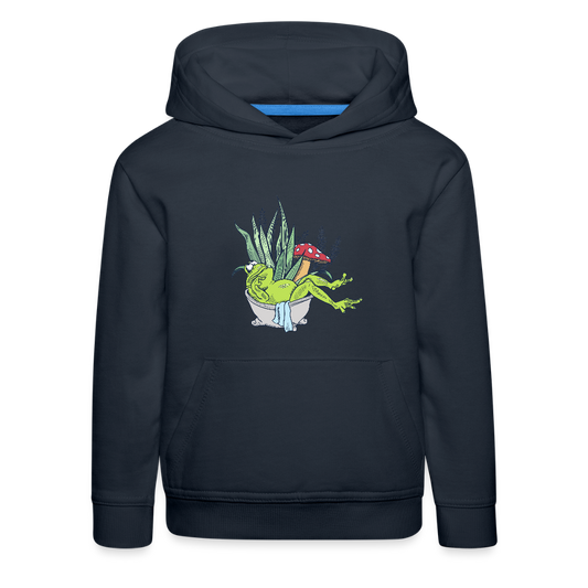 Kinder Premium Hoodie - Cottagecore_Frosch in der Badewanne - Navy
