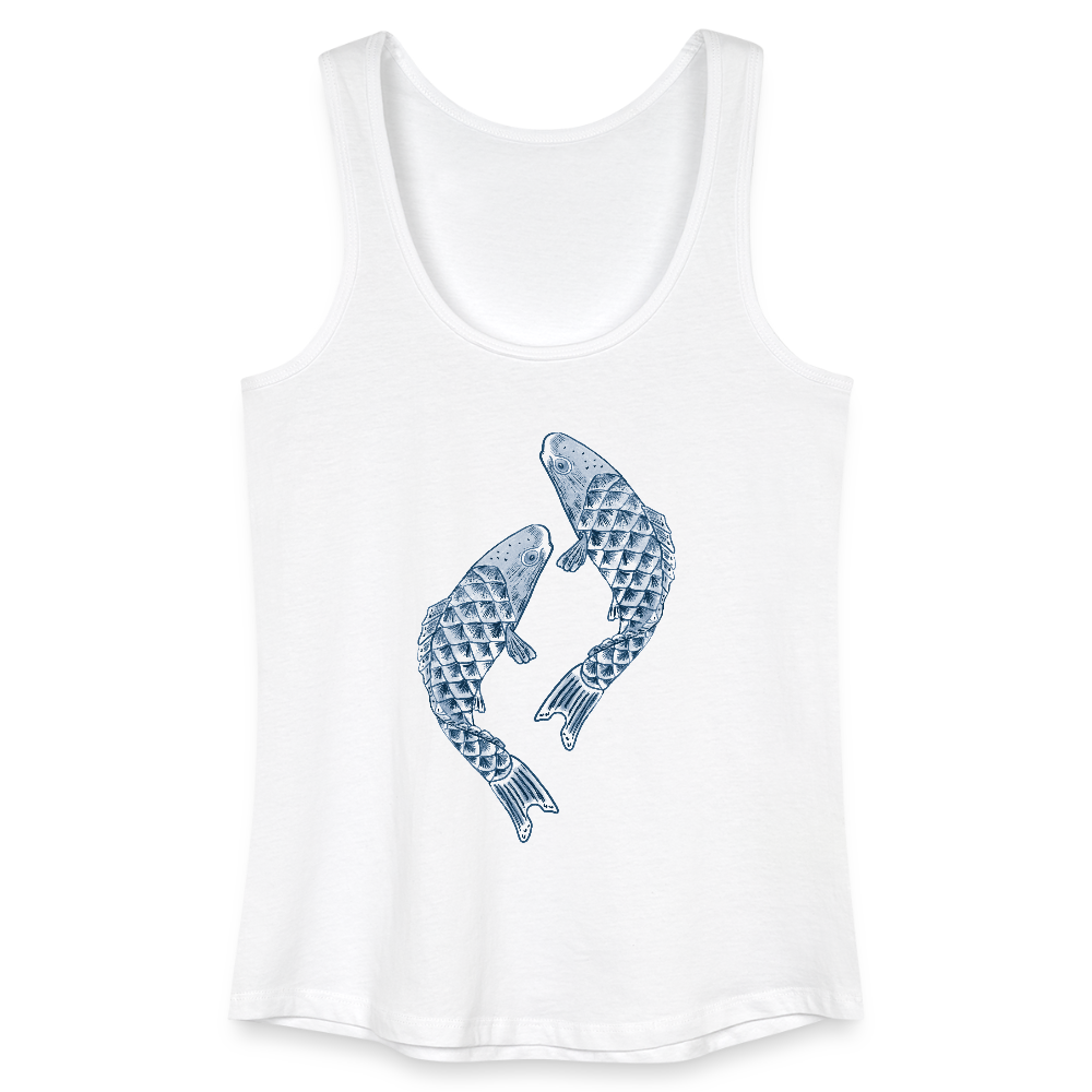 Frauen Bio Tank Top - “Blaue Kois” - Weiß