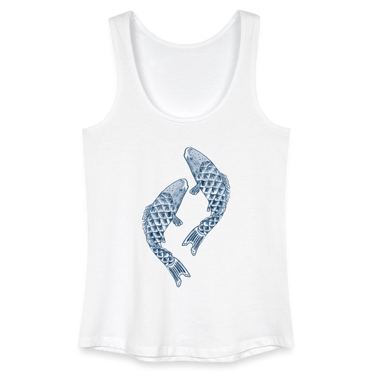 Frauen Bio Tank Top - “Blaue Kois” - Weiß