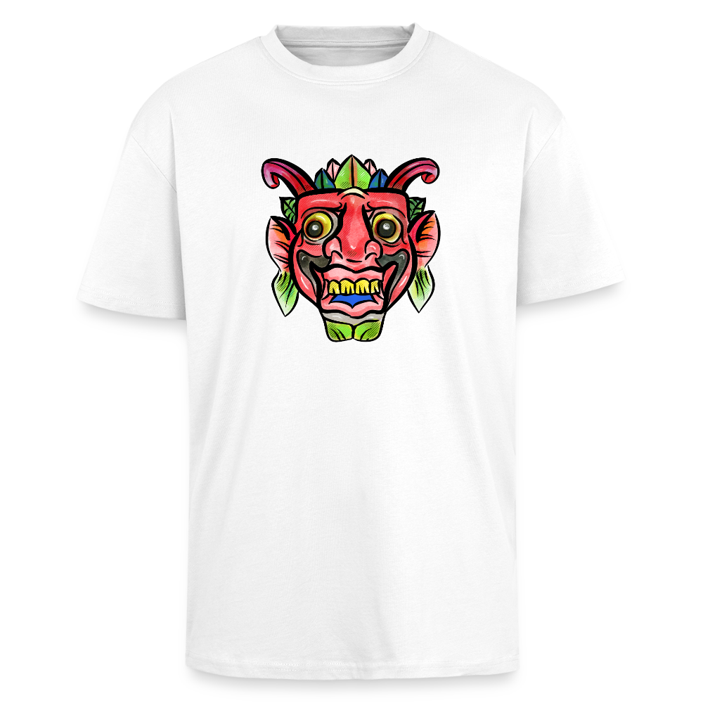 Heavy Oversize T-Shirt - "Bunte Maske" - Weiß