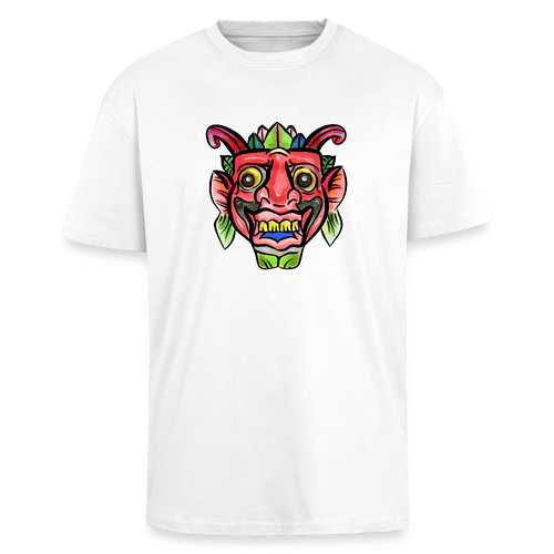 Heavy Oversize T-Shirt - "Bunte Maske" - Weiß