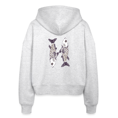 Stanley/Stella Boxy Frauen Bio Zip Hoodie -“Zwei Sardinen” - Weiß meliert