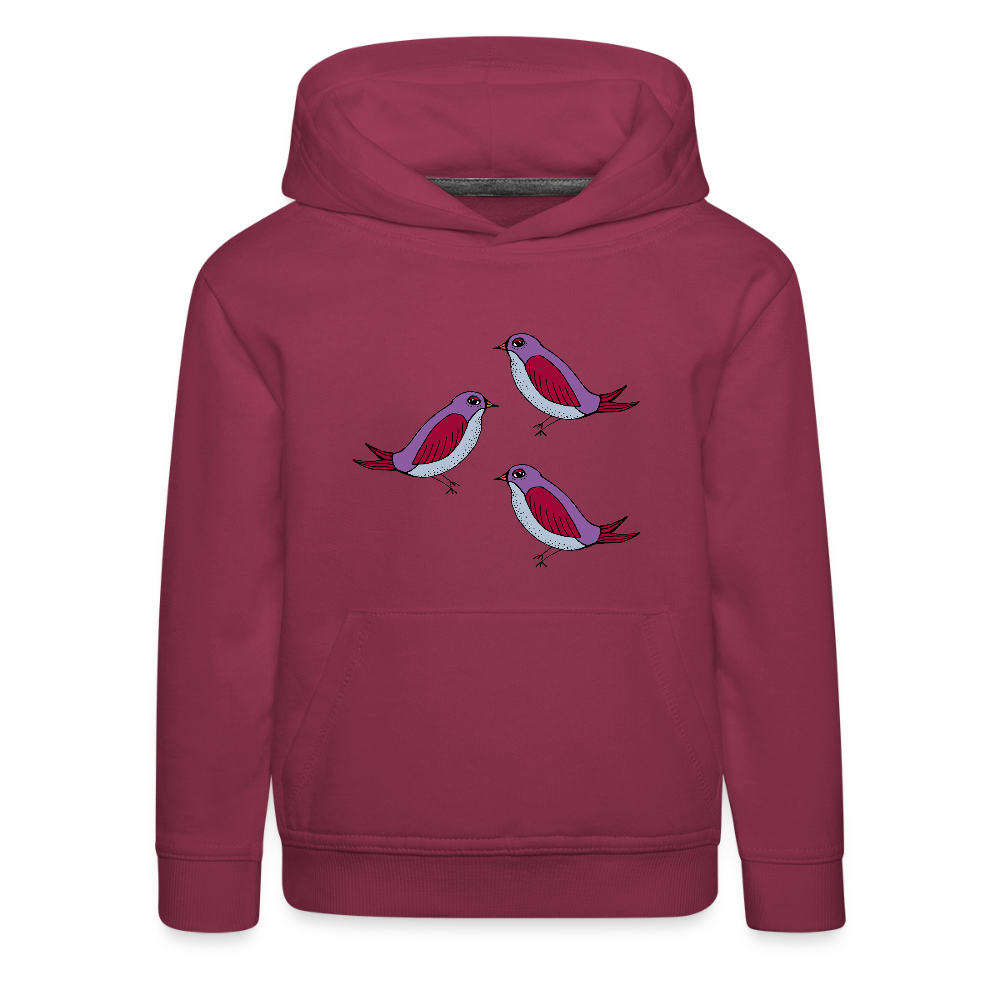 Kinder Premium Hoodie - 3 Amseln - Bordeaux