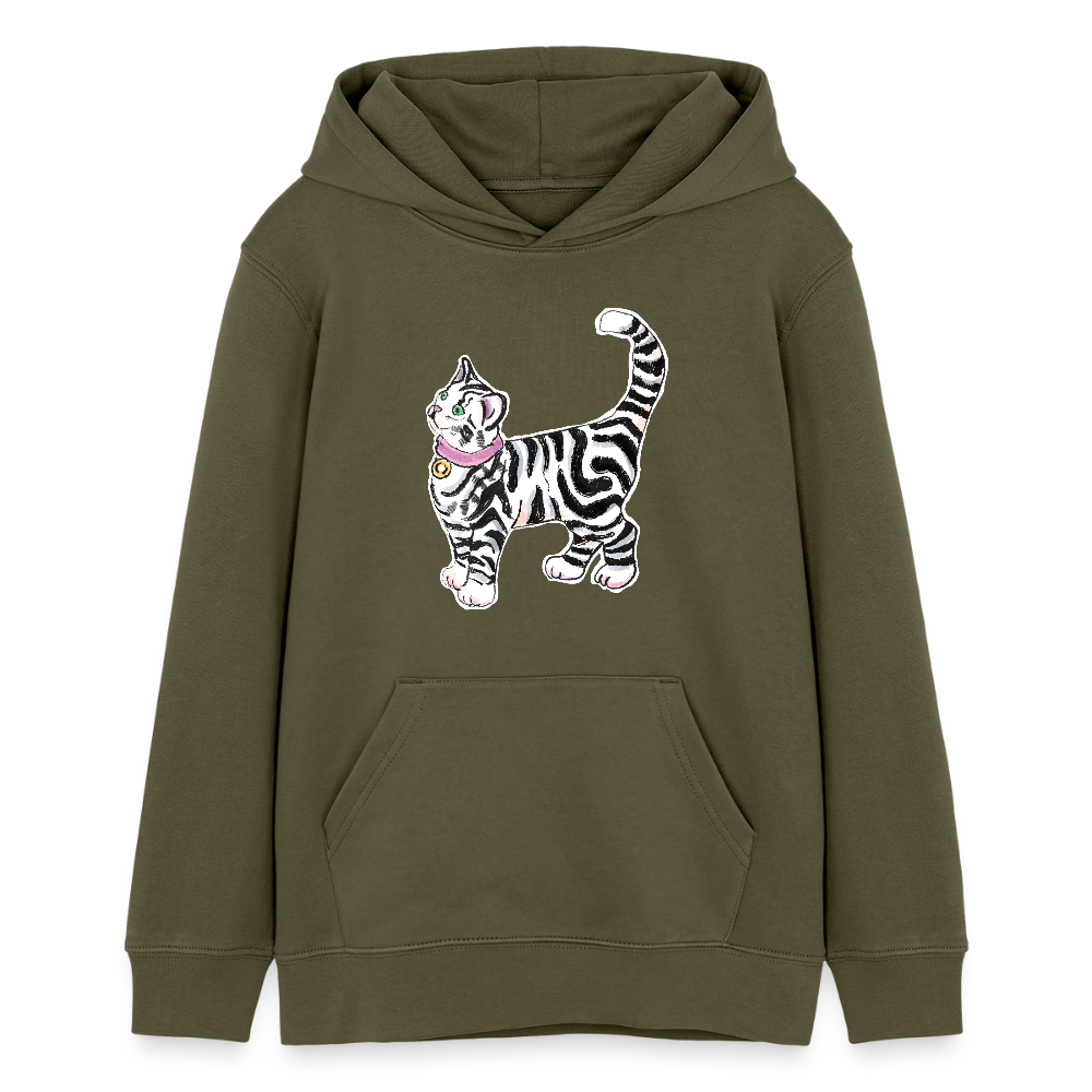 Stanley/Stella Teenager Bio-Hoodie - “Getigerte Katze” - Khaki