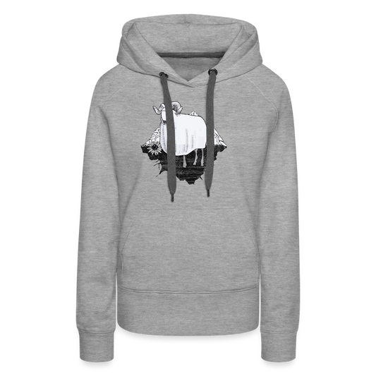 Frauen Premium Hoodie - "Schaf in den Bergen" - Grau meliert