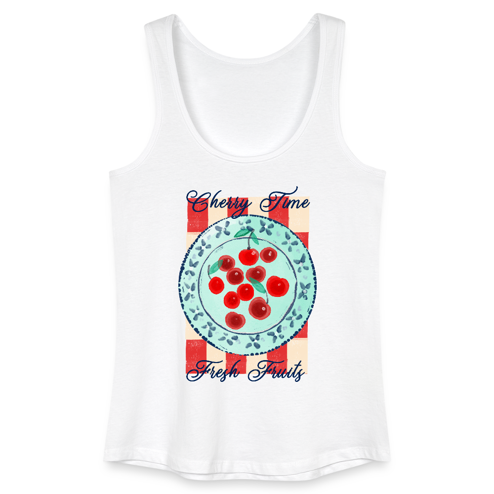 Frauen Bio Tank Top - “Kirschenzeit” - Weiß