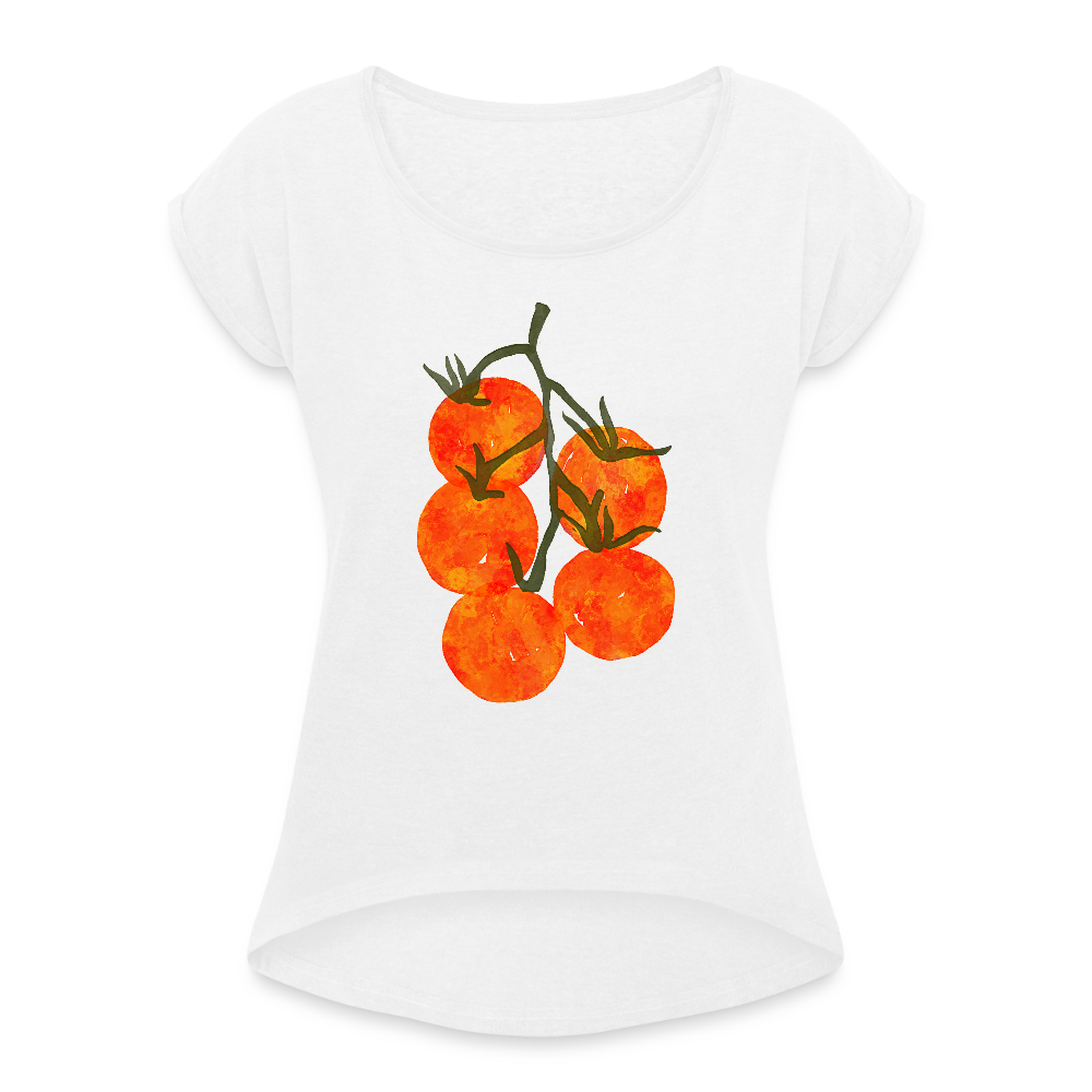 Frauen T-Shirt mit gerollten Ärmeln - “I Pomodori” - Weiß