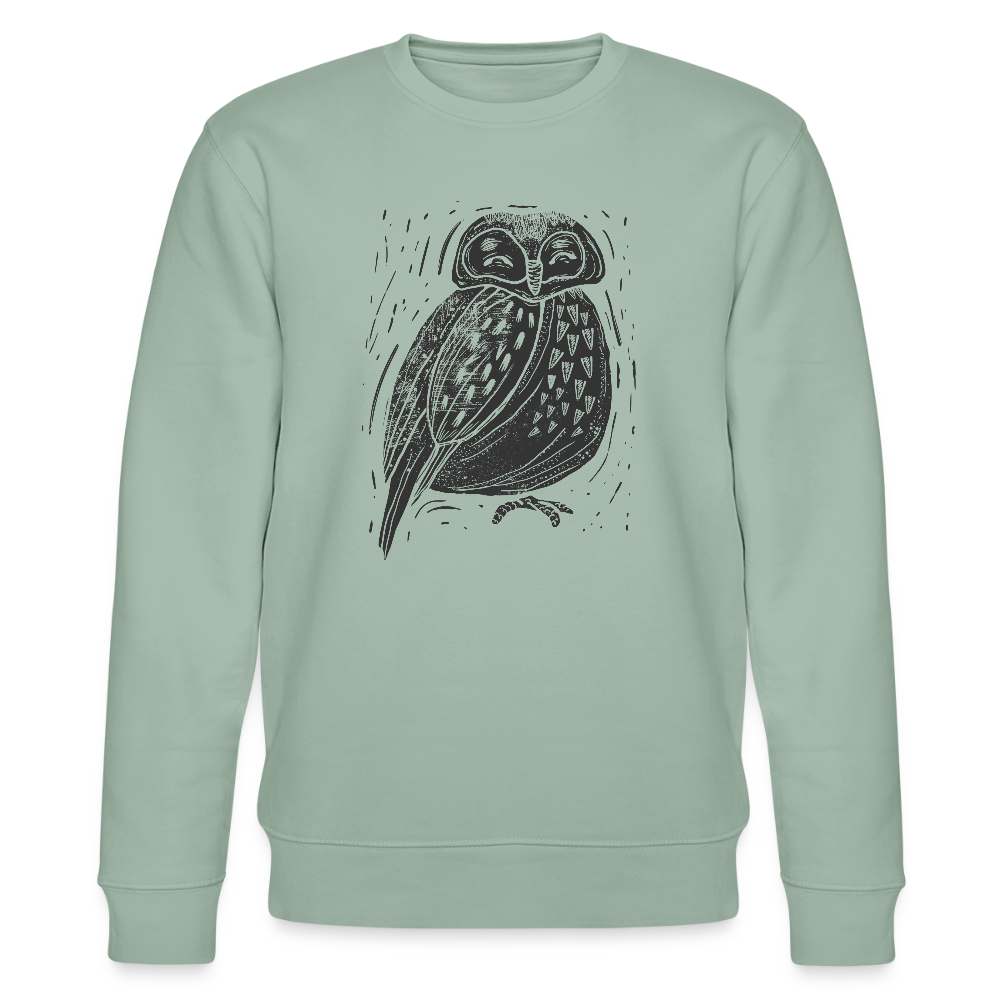Männer Bio-Sweatshirt - "Graue Eule" - Helles Graugrün