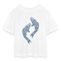 Teen Cropped Jersey T-Shirt - “Blaue Kois” - Weiß