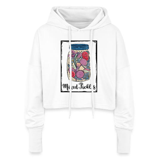Cropped Frauen Hoodie - “Mixed Pickles” - Weiß