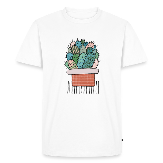 Männer Premium T-Shirt - "Kaktus in Terracotta" - Weiß