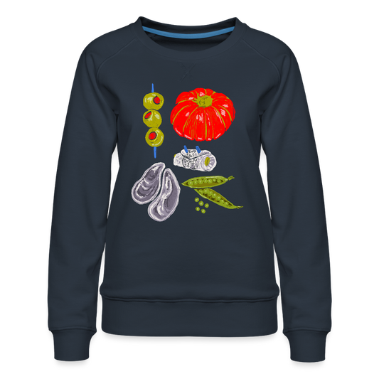 Frauen Premium Pullover - “Bon Appétit” - Navy
