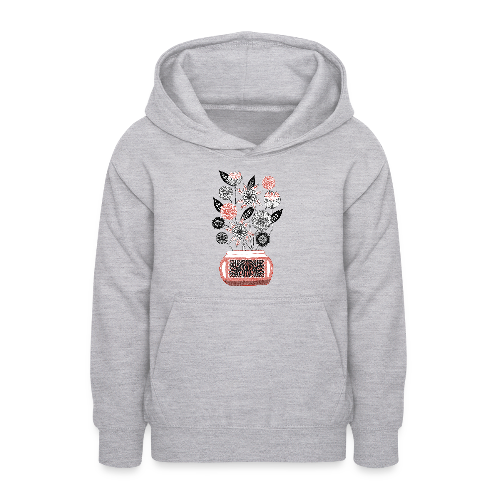 Teenager Hoodie - “Vintage Vase” - Hellgrau meliert
