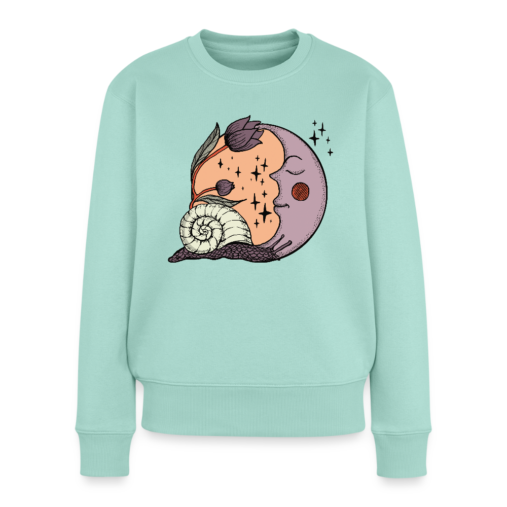 Frauen Premium Pullover - “Cottagecore_Schnecke und Mond” - Mint 