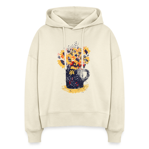 Stanley/Stella Boxy Frauen Bio Hoodie - “Wildblumen” - Weißgrau