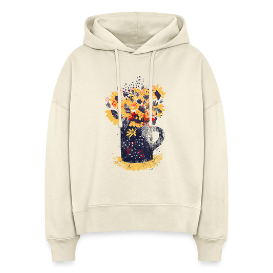 Stanley/Stella Boxy Frauen Bio Hoodie - “Wildblumen” - Weißgrau