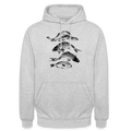 Unisex Hoodie - “Fischsilhouetten” - Hellgrau meliert
