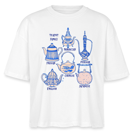 Stanley/Stella Frauen Boxy Bio-T-Shirt - “So Many Teapots” - Weiß