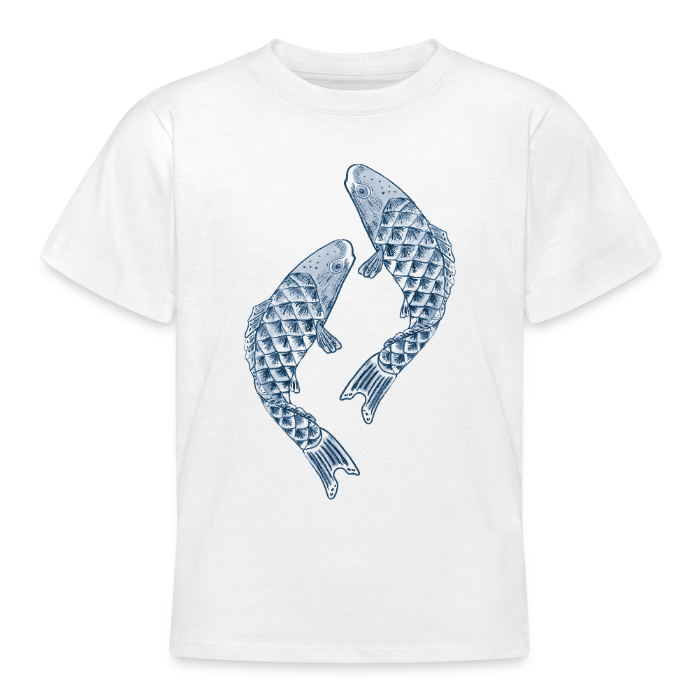 Teenager T-Shirt - “Blaue Kois” - Weiß
