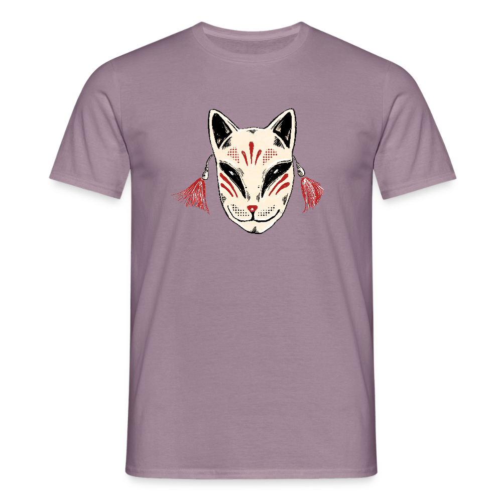 Männer T-Shirt - “Japanische Maske” - Lilagrau 