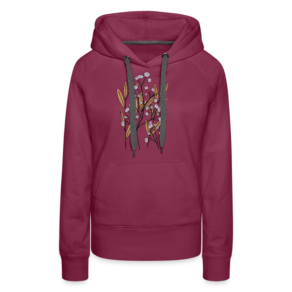 Frauen Premium Hoodie - "Hygge Herbstgras" - Bordeaux