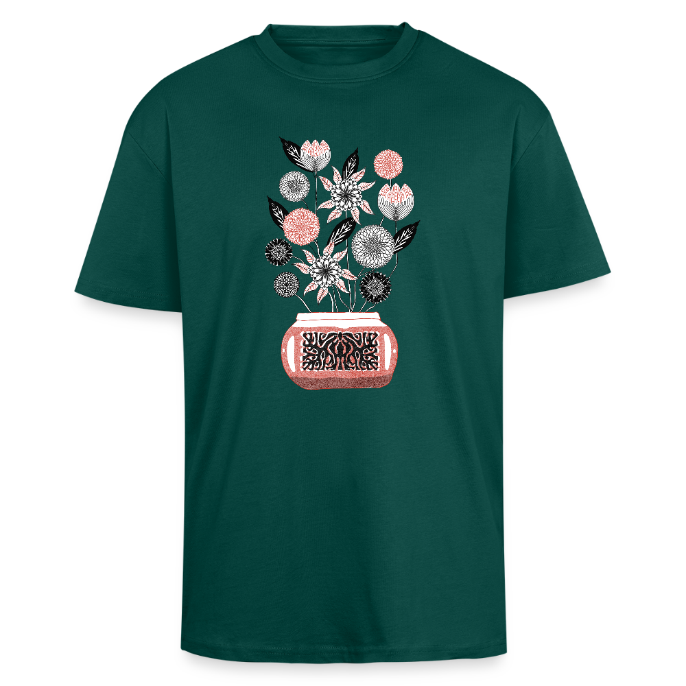 Heavy Oversize T-Shirt - “Vintage Vase” - hunter Green