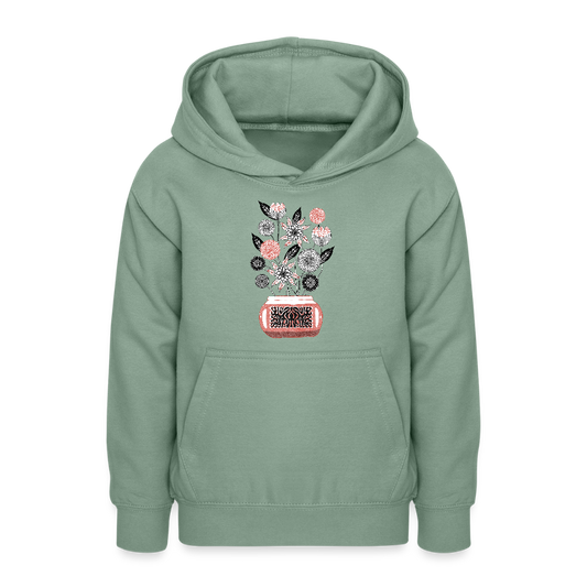 Teenager Hoodie - “Vintage Vase” - Graugrün