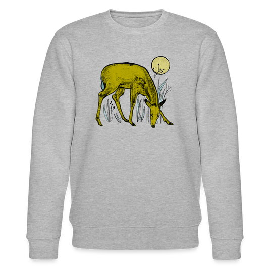 Männer Bio-Sweatshirt "Reh in Olive" - Grau meliert