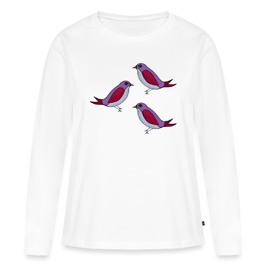 Frauen Premium Langarmshirt - “Drei Amseln” - Weiß