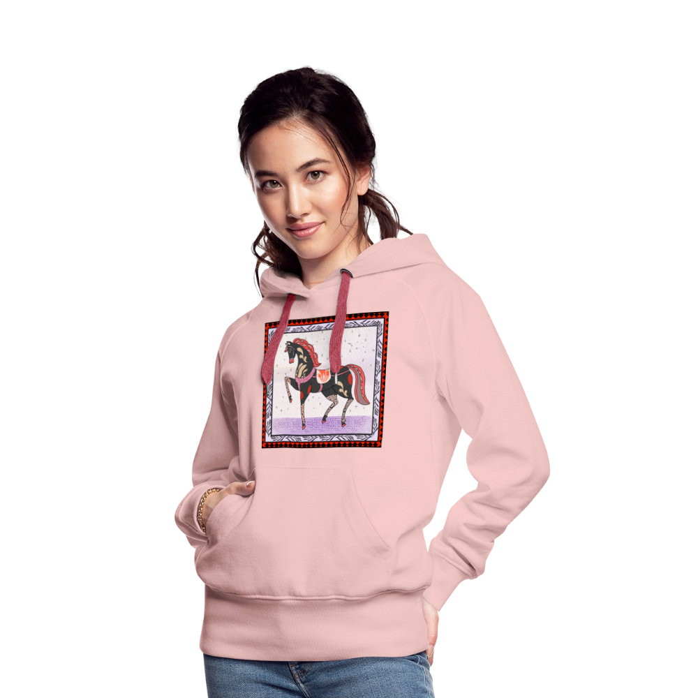 Frauen Premium Hoodie - "Rotes Pferd" - Kristallrosa