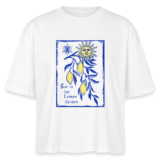 Stanley/Stella Frauen Boxy Bio-T-Shirt - “Lemon Garden” - Weiß
