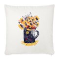 Sofakissen mit Füllung 44 x 44 cm - “Wildblumen” - Naturweiß 