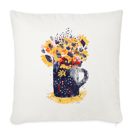 Sofakissen mit Füllung 44 x 44 cm - “Wildblumen” - Naturweiß 