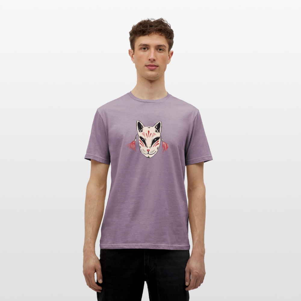 Männer T-Shirt - “Japanische Maske” - Lilagrau 