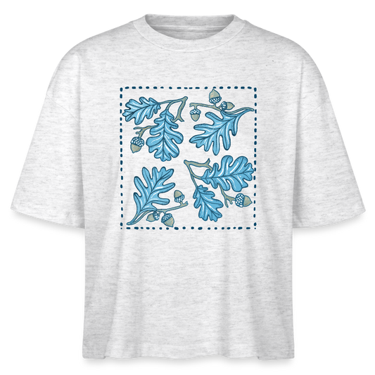 Women’s Boxy Organic T-Shirt - “Eichenblatt” - Weiß meliert