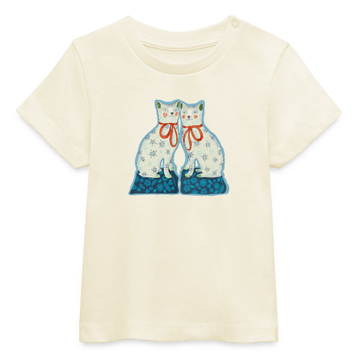 Stanley/Stella Baby Bio-T-Shirt - “Zwei Porzellankatzen” - Weißgrau