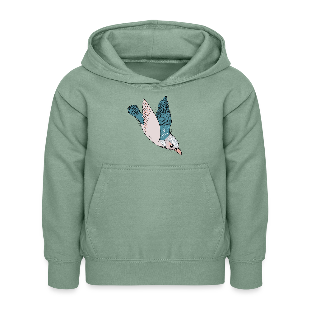 Kinder Hoodie - "Vogel im Sturzflug" - Graugrün