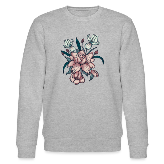 Männer Bio-Sweatshirt - "Vintage-Orchideen" - Grau meliert
